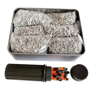 Jet 6 bolsas de magnesio para principiantes de emergencia + 1 caja de lata y kit de fósforos para acampar y senderismo (lata grande y 6 bolsas Mag + kit de coincidencia resistente al viento)
