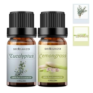 Juego de 2 aceites esenciales 100% puros para aromaterapia y difusor de aceites esenciales (eucalipto + citronela)