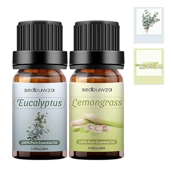 Juego de 2 aceites esenciales 100% puros para aromaterapia y difusor de aceites esenciales (eucalipto + citronela)
