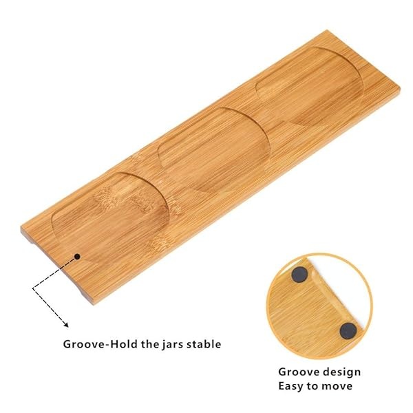 Juego de 3 tarros de cerámica para condimentos, azucareros, salero con cucharas, tapas de bambú y bandeja de madera, contenedores de condimentos grandes de LUCKY GODDNESS, tarros de especias, color blanco, modernos, regalo de inauguración de la casa, 9.1 oz, 3pcs-9.1oz/pcs(Semicircle) - Image 9