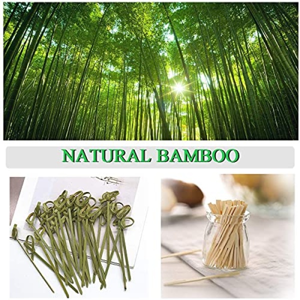 Juego de 500 palillos de bambú para comida y cócteles, para fiestas de queso, banquete, buffet y catering, bambú natural, brochetas para aperitivos, cócteles, frutas - Image 3