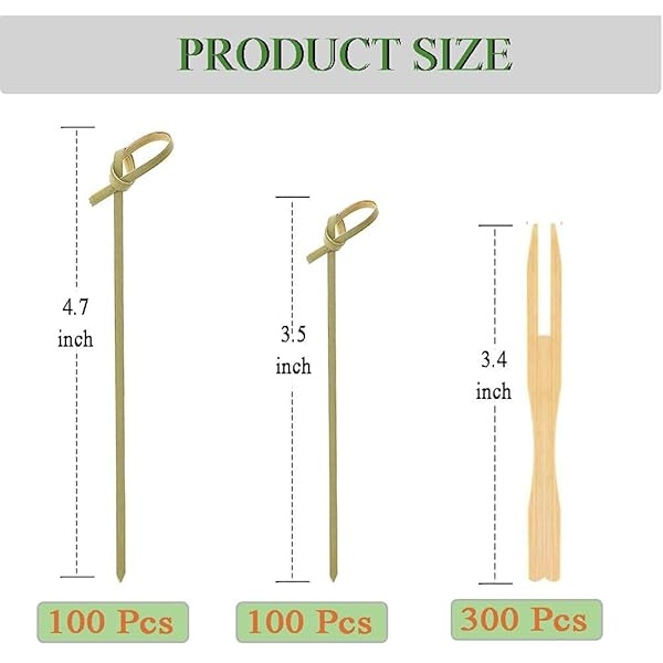 Juego de 500 palillos de bambú para comida y cócteles, para fiestas de queso, banquete, buffet y catering, bambú natural, brochetas para aperitivos, cócteles, frutas - Image 4