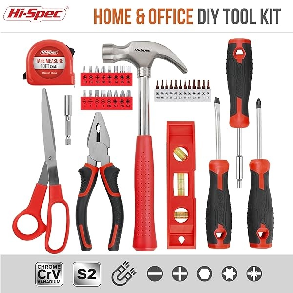 Juego de Herramientas de Bricolaje Para el Hogar Hi-Spec de 42 Piezas Con Herramientas Manuales y Un Mango de Destornillador 2 en 1 Para Reparaciones Domésticas - Image 3