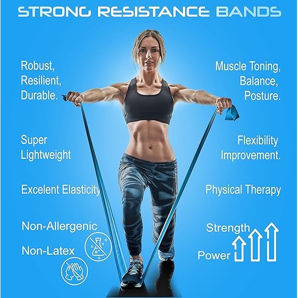Juego de bandas de resistencia. Paquete de 5 terapia física sin látex, banda elástica profesional. Perfecto para ejercicios en casa, entrenamiento, entrenamiento de fuerza, yoga, pilates, - Image 4