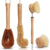 Juego de cepillos de limpieza de cocina natural, ecológicos de madera para la limpieza de platos, ollas y sartenes, cepillo de platos de madera, cepillo de olla y limpiador de botellas. Hecho de madera de haya y cerdas naturales