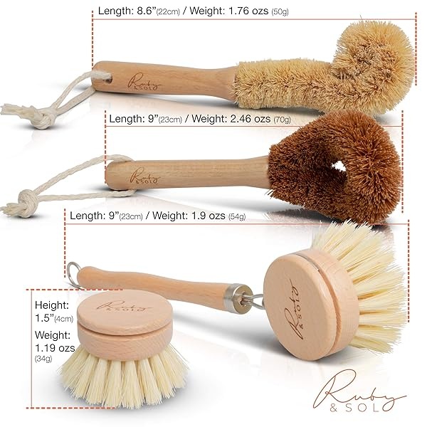 Juego de cepillos de limpieza de cocina natural, ecológicos de madera para la limpieza de platos, ollas y sartenes, cepillo de platos de madera, cepillo de olla y limpiador de botellas. Hecho de madera de haya y cerdas naturales - Image 7