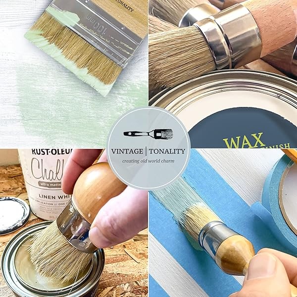 Juego de pinceles de cera de gis clásico Tonality | Pintura de muebles o depilación | 6 pinceles + 11 herramientas y extras | Proyectos de reutilización grandes o pequeños para decoración del hogar | Pelo grueso de cerdas naturales - Image 6