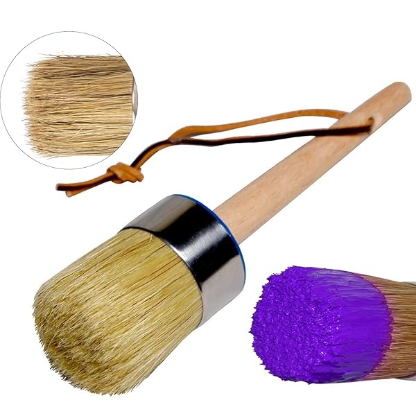 Juego de pinceles de tiza y cera, 4 pinceles para pintura de muebles, cerdas naturales de jabalí para pintura de tiza y leche y cera, decoración del hogar, manualidades, proyectos de pintura - Image 3