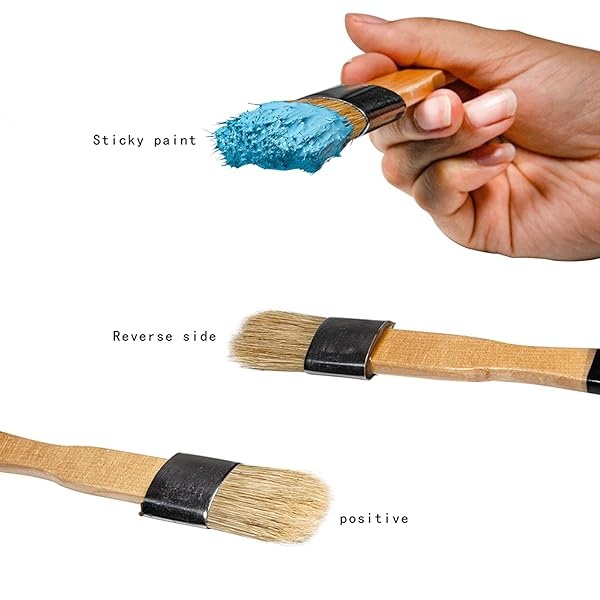 Juego de pinceles de tiza y cera, 4 pinceles para pintura de muebles, cerdas naturales de jabalí para pintura de tiza y leche y cera, decoración del hogar, manualidades, proyectos de pintura - Image 5