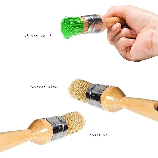 Juego de pinceles de tiza y cera, 4 pinceles para pintura de muebles, cerdas naturales de jabalí para pintura de tiza y leche y cera, decoración del hogar, manualidades, proyectos de pintura - Image 6