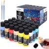 Juego de pintura acrílica para pintura, 20 colores acrílicos vibrantes 60 ml para lona, madera, tela, piel, cartón, papel y manualidades