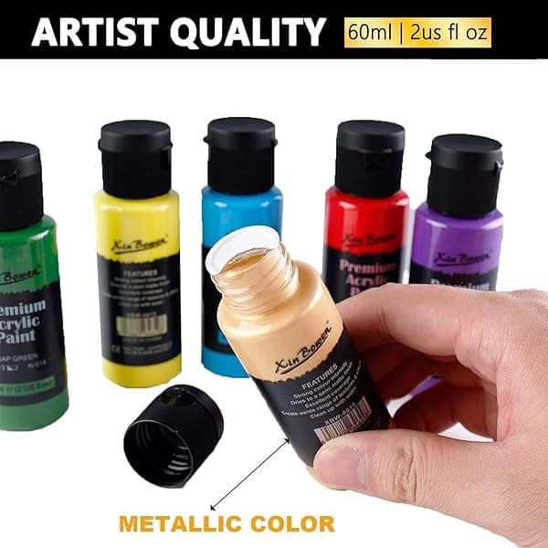 Juego de pintura acrílica para pintura, 20 colores acrílicos vibrantes 60 ml para lona, madera, tela, piel, cartón, papel y manualidades - Image 3