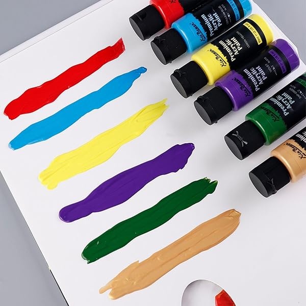 Juego de pintura acrílica para pintura, 20 colores acrílicos vibrantes 60 ml para lona, madera, tela, piel, cartón, papel y manualidades - Image 4