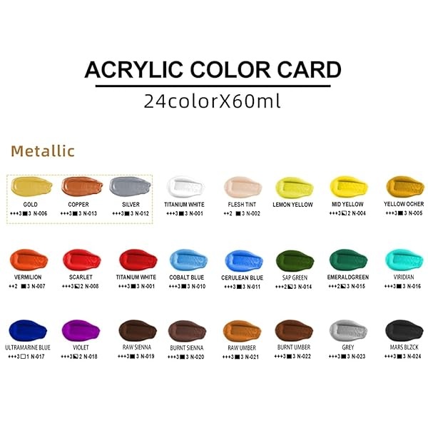 Juego de pintura acrílica para pintura, 20 colores acrílicos vibrantes 60 ml para lona, madera, tela, piel, cartón, papel y manualidades - Image 6
