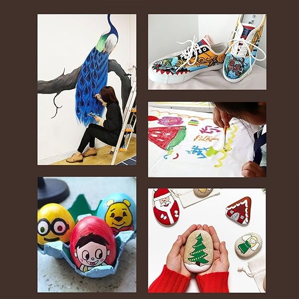 Juego de pintura acrílica para pintura, 20 colores acrílicos vibrantes 60 ml para lona, madera, tela, piel, cartón, papel y manualidades - Image 8