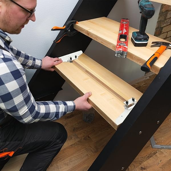 Juego de plantillas de peldaños de escalera para herramientas de suelo, herramienta de escribe, herramienta de ángulo de escalera, herramienta de medición de escaleras, herramientas de corte de escaleras, elevadores de escalón, placas de sujeción de mano, herramientas de diseño de escalera - Image 8