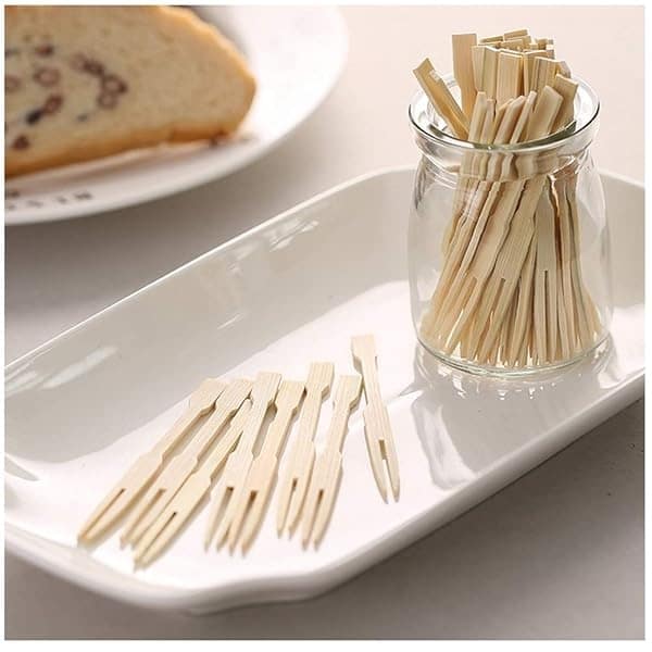 Juego de tenedores de bambú para cócteles, 200 palillos de comida y 300 tenedores de cóctel para fiestas, banquetes, buffet y catering, palillos de cóctel de bambú natural para aperitivos, cócteles, frutas, pasteles, postres, #Un cóctel selecciones - Image 7