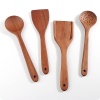 Juego de utensilios de madera de acacia 4 piezas, juego de utensilios de cocina antiadherentes, juego de cucharas de madera, cuchara de inicluding cuchara, espumador, espátula, volteador (paquete de 4)