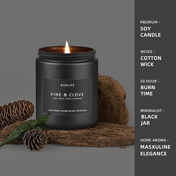Juego de velas perfumadas | Juego de velas para hombres, velas perfumadas para el hogar, paquete de 4 velas aromáticas de pino y clavo, cedro, musgo de roble, pachulí, ámbar, magnolia y sándalo - Image 5