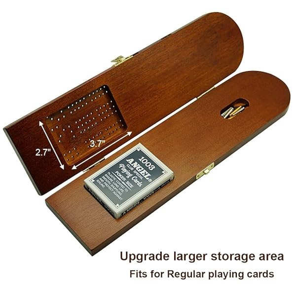 Juegoal juego de mesa de madera de cribbage 3 pistas con clavijas de metal, tarjetas, área de almacenamiento - Image 3