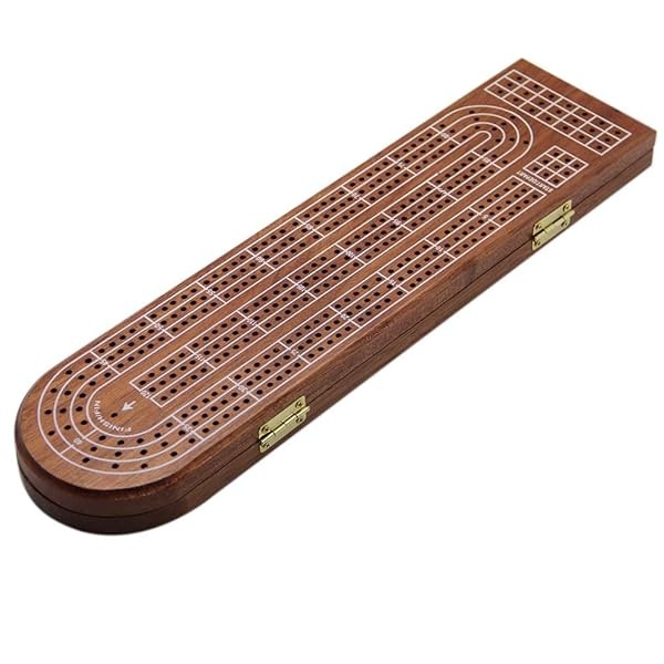 Juegoal juego de mesa de madera de cribbage 3 pistas con clavijas de metal, tarjetas, área de almacenamiento - Image 5