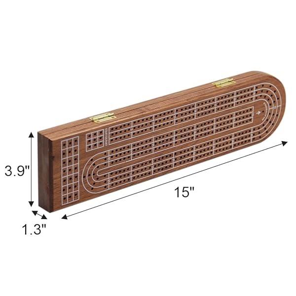 Juegoal juego de mesa de madera de cribbage 3 pistas con clavijas de metal, tarjetas, área de almacenamiento - Image 6