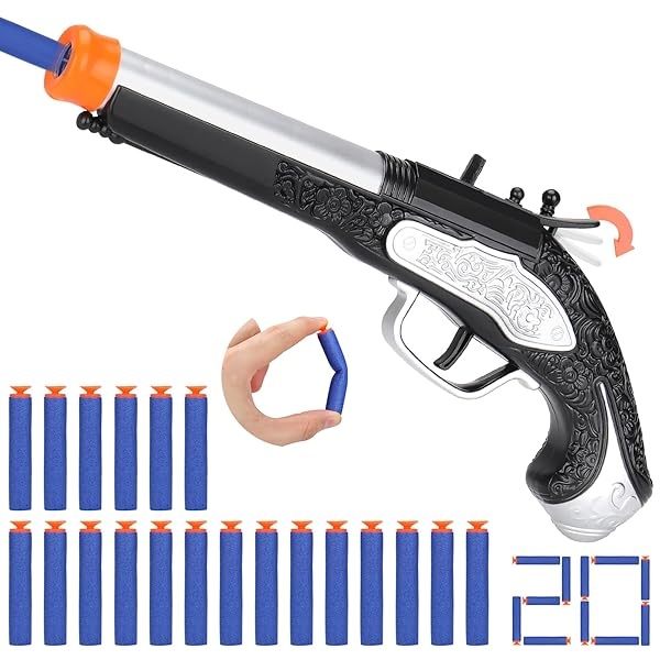 Juguete pirata de espuma para niños y niños, juguete de pistola pirata con 20 dardos de espuma, accesorios de juego de disfraz de pirata, regalo de Halloween pirata para niños de 3, 4, 5, 6 años - Image 3