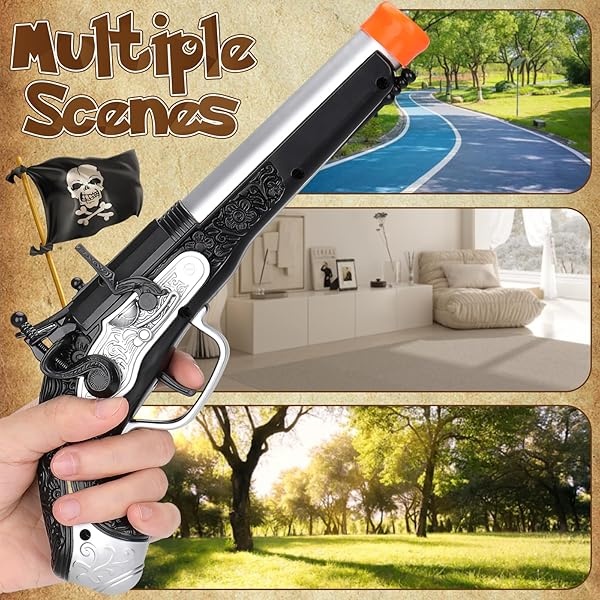 Juguete pirata de espuma para niños y niños, juguete de pistola pirata con 20 dardos de espuma, accesorios de juego de disfraz de pirata, regalo de Halloween pirata para niños de 3, 4, 5, 6 años - Image 4