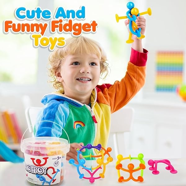 Juguetes sensoriales con ventosa para niños, 42 piezas de juguetes sensoriales para niños y niñas, juguetes de computadora para aliviar el estrés para adultos, juguetes de viaje para niños, regalos de - Image 3