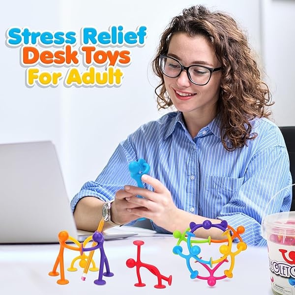Juguetes sensoriales con ventosa para niños, 42 piezas de juguetes sensoriales para niños y niñas, juguetes de computadora para aliviar el estrés para adultos, juguetes de viaje para niños, regalos de - Image 4
