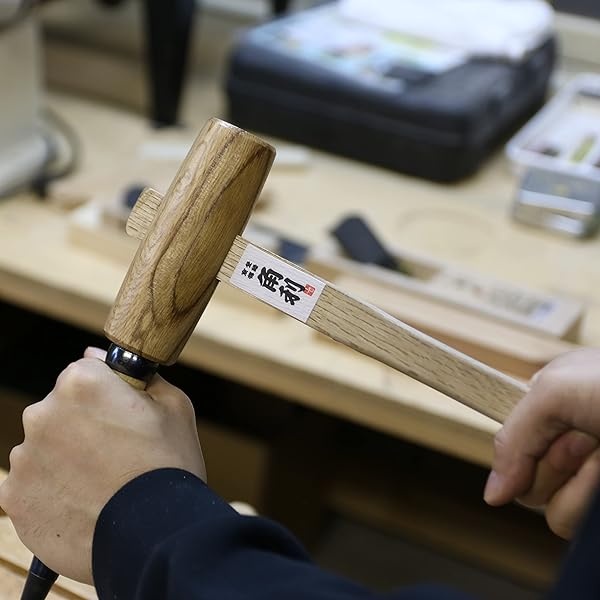 KAKURI Mazo de madera grande para carpintería de roble de 60 mm, martillo de madera japonesa para cincelar, ajustar plano japonés, montar muebles, fabricado en Japón - Image 3