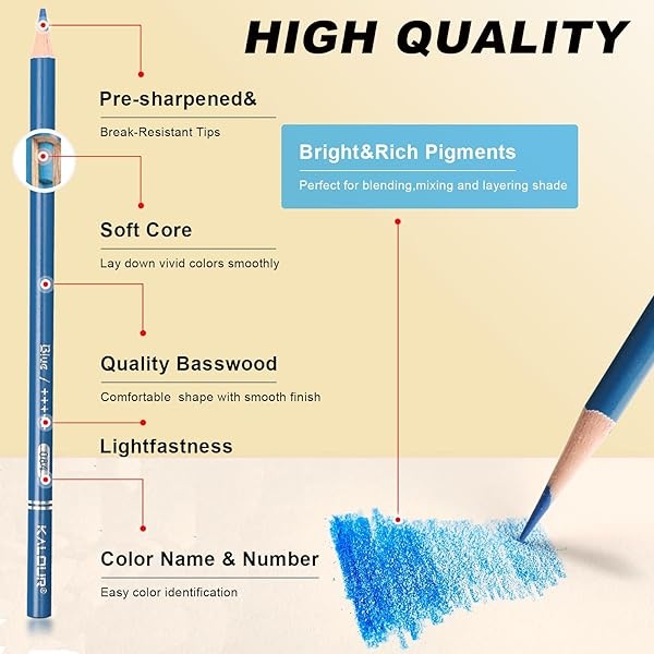 KALOUR Lápices de colores de alta calidad, juego de 120 colores, núcleo suave de artistas con color vibrante, ideal para dibujar bocetos, sombra, lápices de colorear para adultos, principiantes y - Image 4