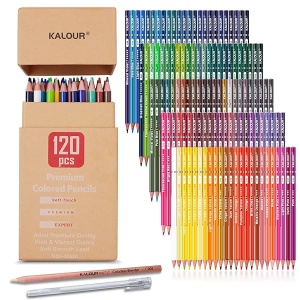 KALOUR Lápices de colores de alta calidad, juego de 120 colores, núcleo suave de artistas con color vibrante, ideal para dibujar bocetos, sombra, lápices de colorear para adultos, principiantes y