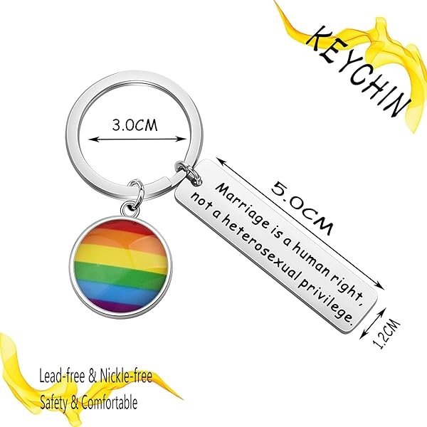 KEYCHIN LGBT Gay Pride Gift Marriage Is Human Right Not A Heterosexual Privilege Llavero, Human Right Rainbow Llavero, 5.0*1.2 - Image 3