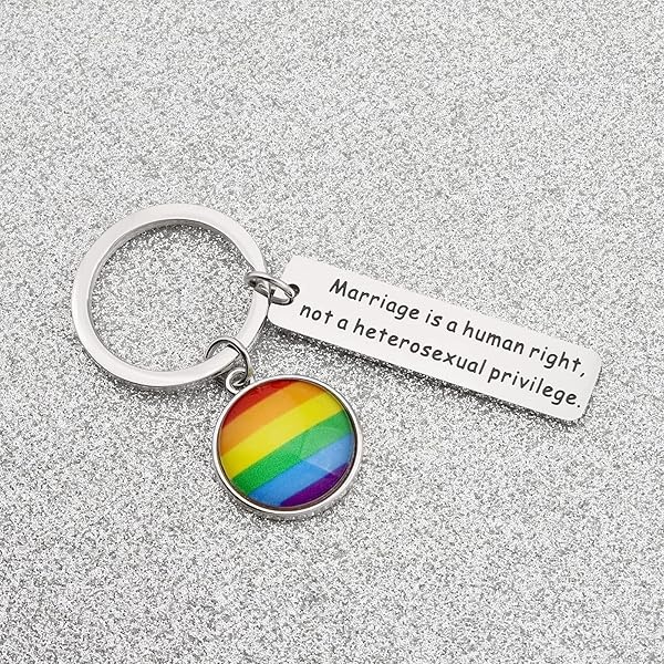 KEYCHIN LGBT Gay Pride Gift Marriage Is Human Right Not A Heterosexual Privilege Llavero, Human Right Rainbow Llavero, 5.0*1.2 - Image 4