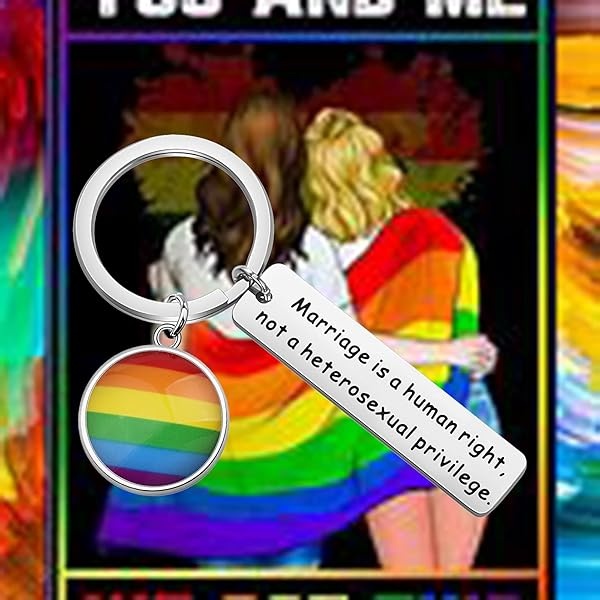 KEYCHIN LGBT Gay Pride Gift Marriage Is Human Right Not A Heterosexual Privilege Llavero, Human Right Rainbow Llavero, 5.0*1.2 - Image 5