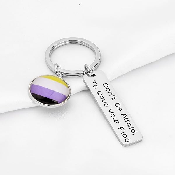 KEYCHIN Llavero de orgullo gay LGBT con texto en inglés "Don't Be Afraid To Wave Your Flag", Onda tu bandera no binaria, 5.0*1.2 - Image 5