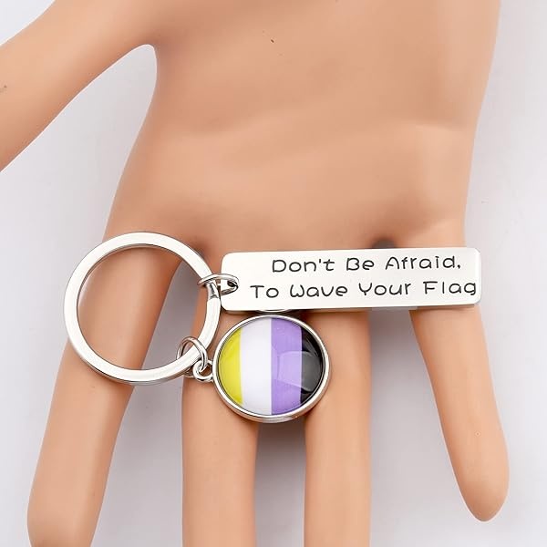 KEYCHIN Llavero de orgullo gay LGBT con texto en inglés "Don't Be Afraid To Wave Your Flag", Onda tu bandera no binaria, 5.0*1.2 - Image 6