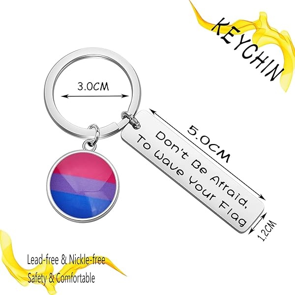 KEYCHIN Llavero de orgullo gay LGBT con texto en inglés "Don't Be Afraid To Wave Your Flag", Wave Your Flag-Bisexual, 5.0*1.2 - Image 3