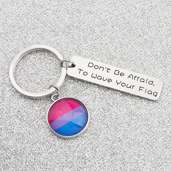 KEYCHIN Llavero de orgullo gay LGBT con texto en inglés "Don't Be Afraid To Wave Your Flag", Wave Your Flag-Bisexual, 5.0*1.2 - Image 4