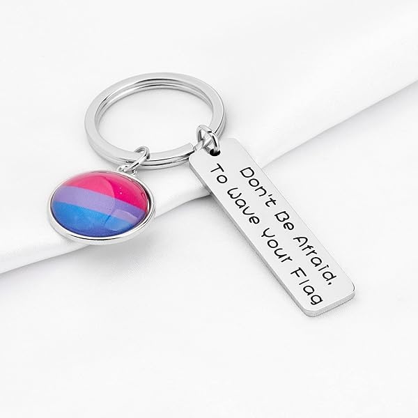 KEYCHIN Llavero de orgullo gay LGBT con texto en inglés "Don't Be Afraid To Wave Your Flag", Wave Your Flag-Bisexual, 5.0*1.2 - Image 5