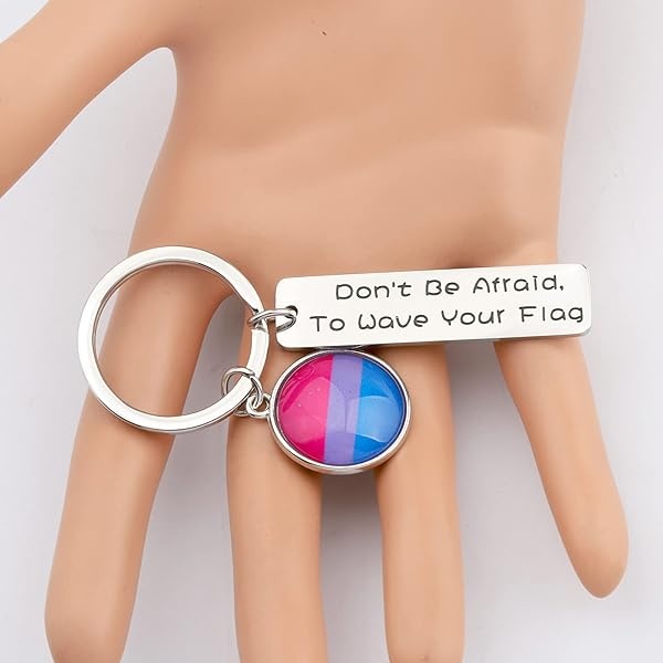 KEYCHIN Llavero de orgullo gay LGBT con texto en inglés "Don't Be Afraid To Wave Your Flag", Wave Your Flag-Bisexual, 5.0*1.2 - Image 6