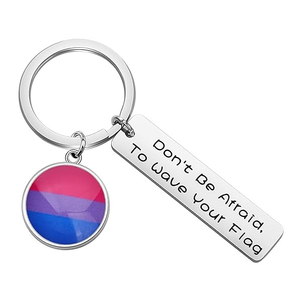 KEYCHIN Llavero de orgullo gay LGBT con texto en inglés "Don't Be Afraid To Wave Your Flag", Wave Your Flag-Bisexual, 5.0*1.2