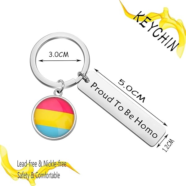KEYCHIN Llavero de orgullo gay gay orgulloso LGBT Pansexual Jewellery orgulloso de ser homo, Sé homo-pansexual, 5.0*1.2 - Image 3