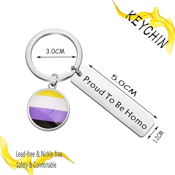 KEYCHIN Llavero de orgullo gay gay orgulloso LGBT Pansexual Jewellery orgulloso de ser homo, Ser homo-no-binario, 5.0*1.2 - Image 3