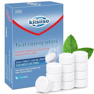 KIISIISO Limpiadores automáticos de inodoros, tabletas limpiadoras de tanques de inodoro, fuerte capacidad de detergente para mantener el inodoro brillante y fresco (paquete de 12)