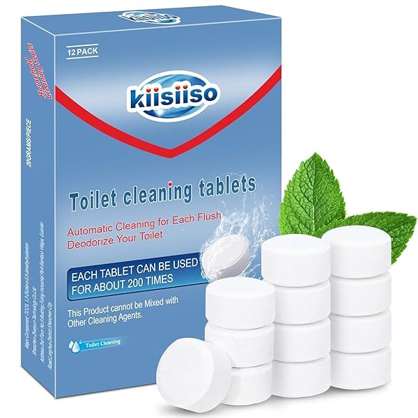 KIISIISO Limpiadores automáticos de inodoros, tabletas limpiadoras de tanques de inodoro, fuerte capacidad de detergente para mantener el inodoro brillante y fresco (paquete de 12)