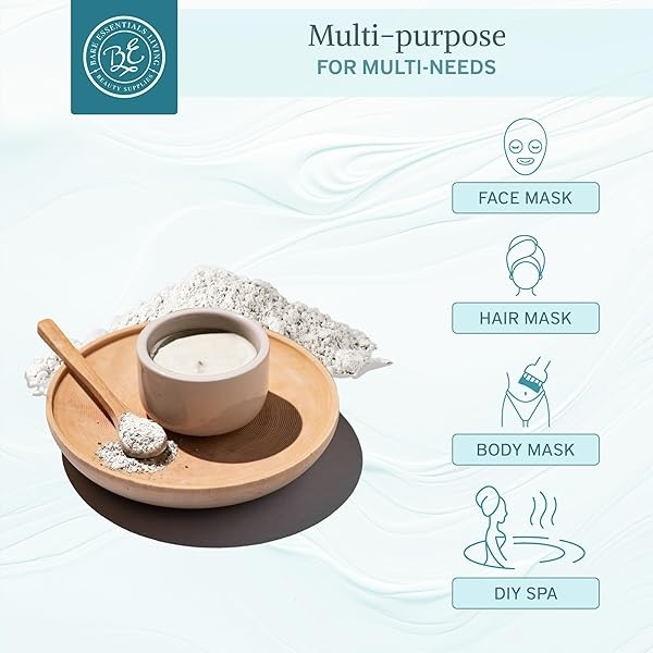 Kaolin White Clay 2 lb Powder, 100% natural for making DIY spa mud mask for face/facial, hair, body, soap, deodorant, bath bomb, setting makeup, lotion and gardening by Bare Essentials Living - Image 3
