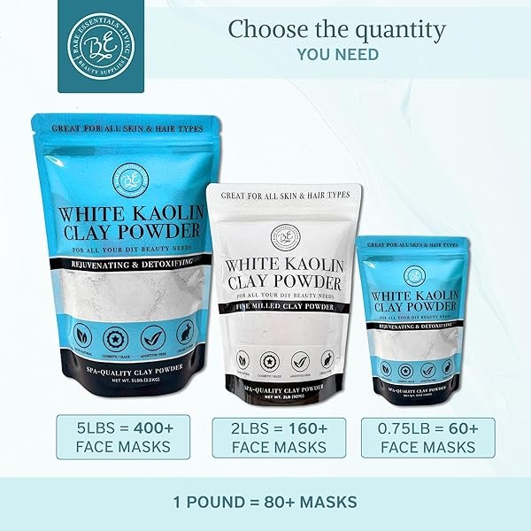 Kaolin White Clay 2 lb Powder, 100% natural for making DIY spa mud mask for face/facial, hair, body, soap, deodorant, bath bomb, setting makeup, lotion and gardening by Bare Essentials Living - Image 7