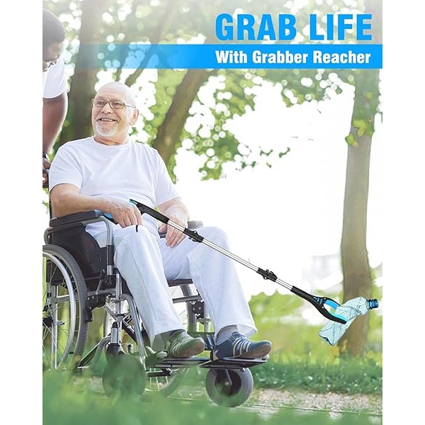 Kekoy - Recolectores de arena para adultos, extra largo portátil para ancianos, agarrador de mano ayuda para discapacitados, agarrador superior (azul cabalt, 36 pulgadas) - Image 3